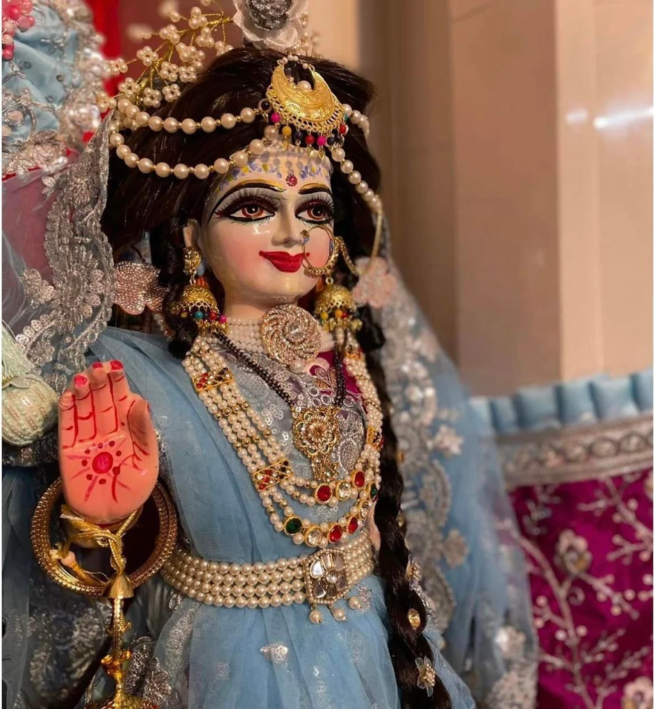 Festival celebration with colorful decorations and joyful devotees